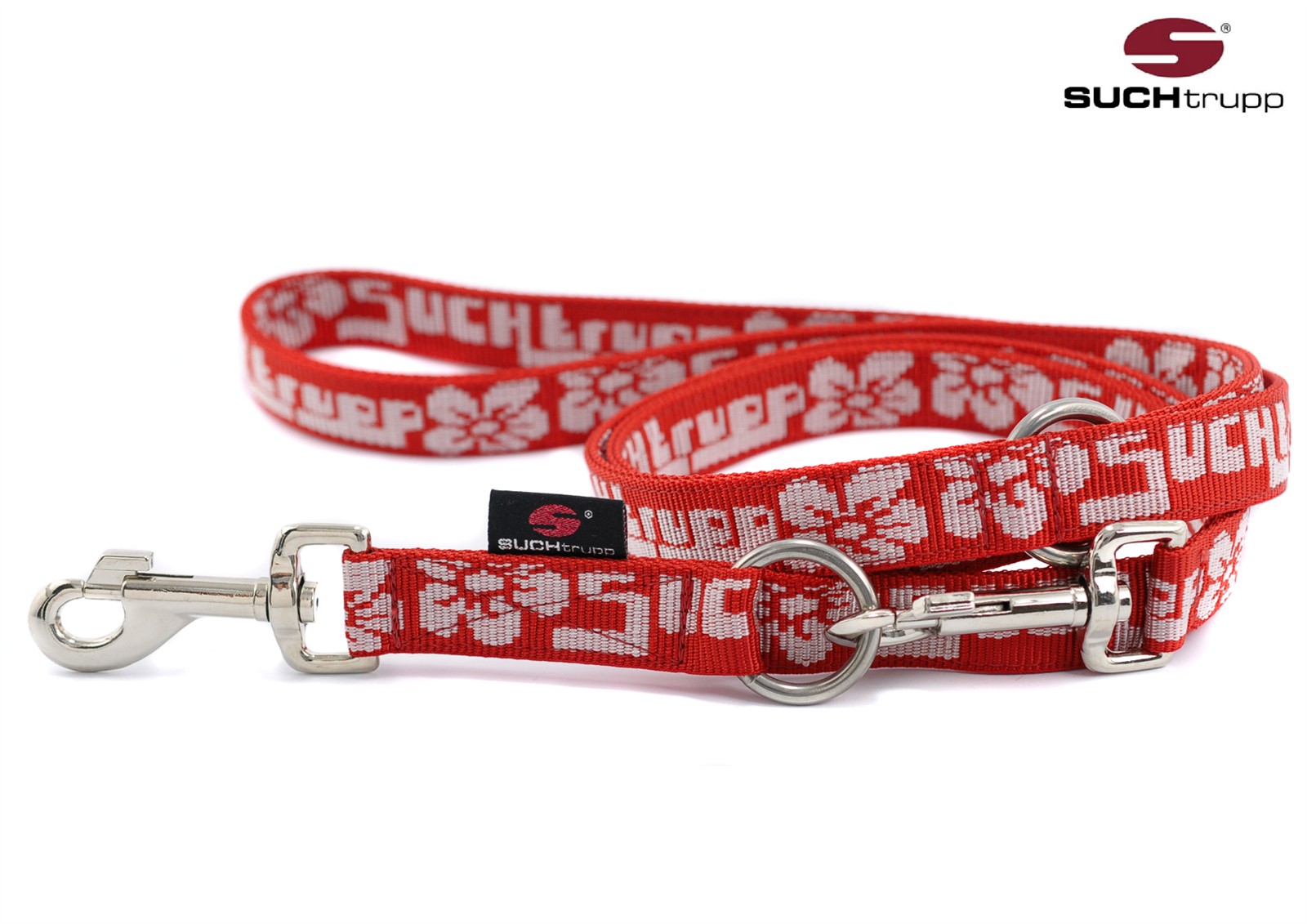 SUCHtrupp® Hundeleine ALOHA 2,5 m verstellbar – orange-white