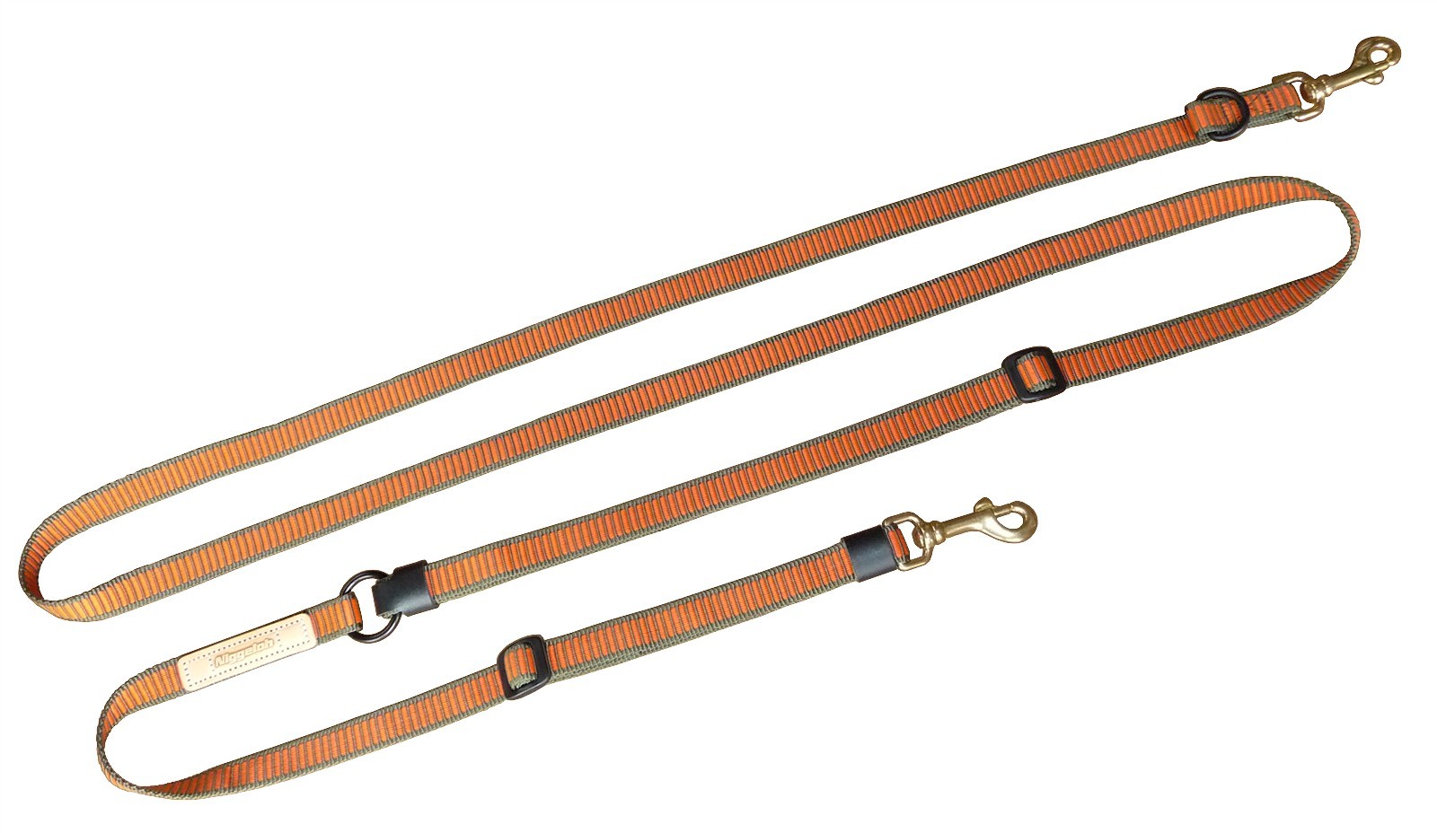 Niggeloh Umhängeleine DeLuxe – Hundeleine verstellbar 1,8 bis 2,4 m, Leder-Applikationen