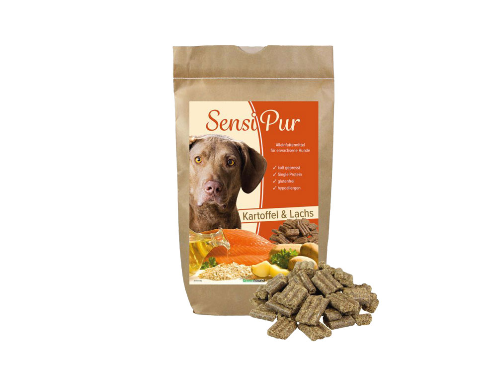 Greenhound SensiPur Kartoffel & Lachs – Kaltgepresstes Monoprotein Trockenfutter für Hunde – 1x 12 kg