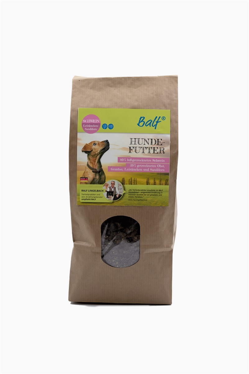 BALF® Trockenbarf Schwein mit Leinkuchen & Sanddorn –Hypoallergenes, luftgetrocknetes Hundefutter