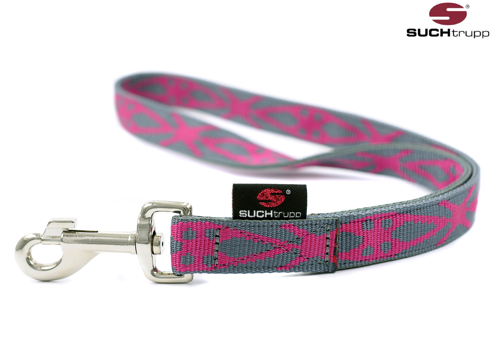 SUCHtrupp® Kurzführer LOCOpink 44cm – grey-pink