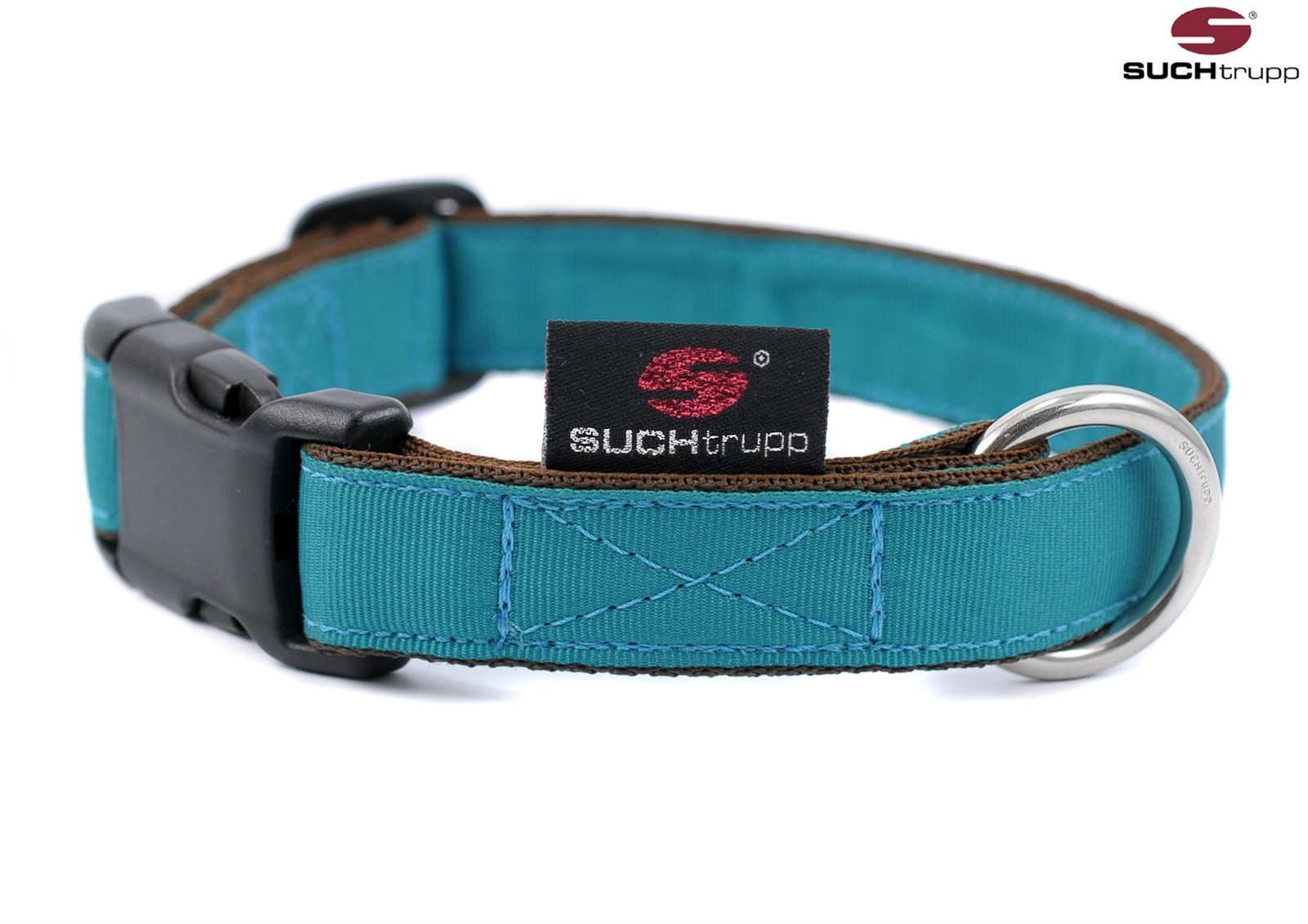 SUCHtrupp Klick-Hundehalsband PURE – elf Farben, drei Größen – turquoise – S – Edelstahl