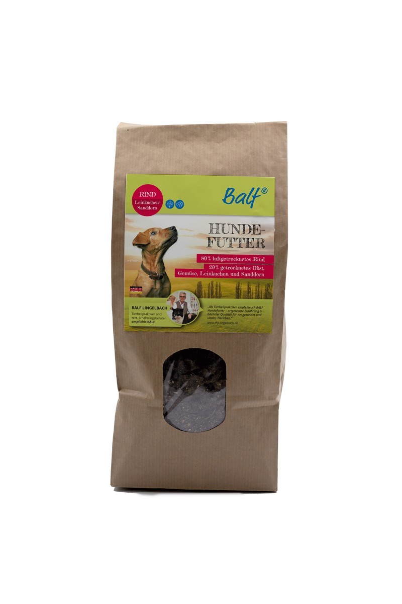 BALF® Trockenbarf Rind mit Leinkuchen & Sanddorn – Luftgetrocknetes Hundefutter
