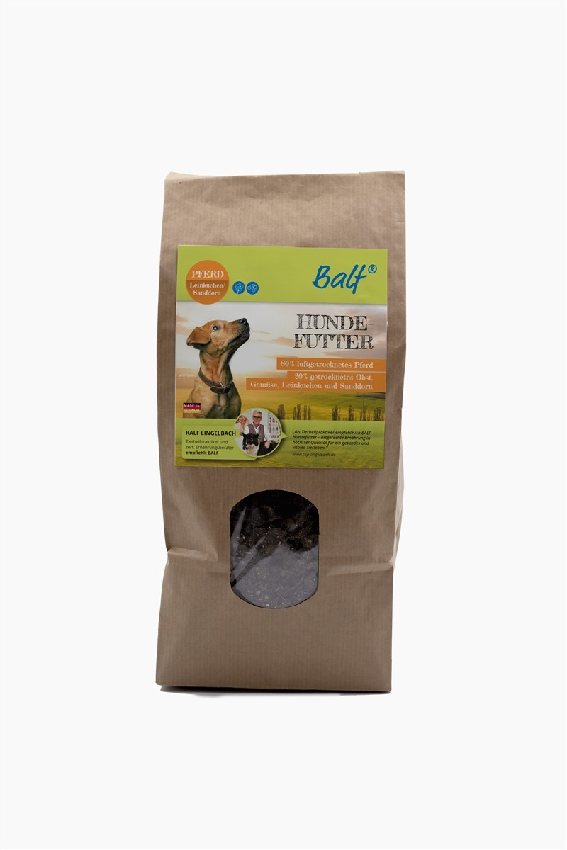 BALF® Trockenbarf Pferd mit Leinkuchen & Sanddorn – Luftgetrocknetes Hundefutter