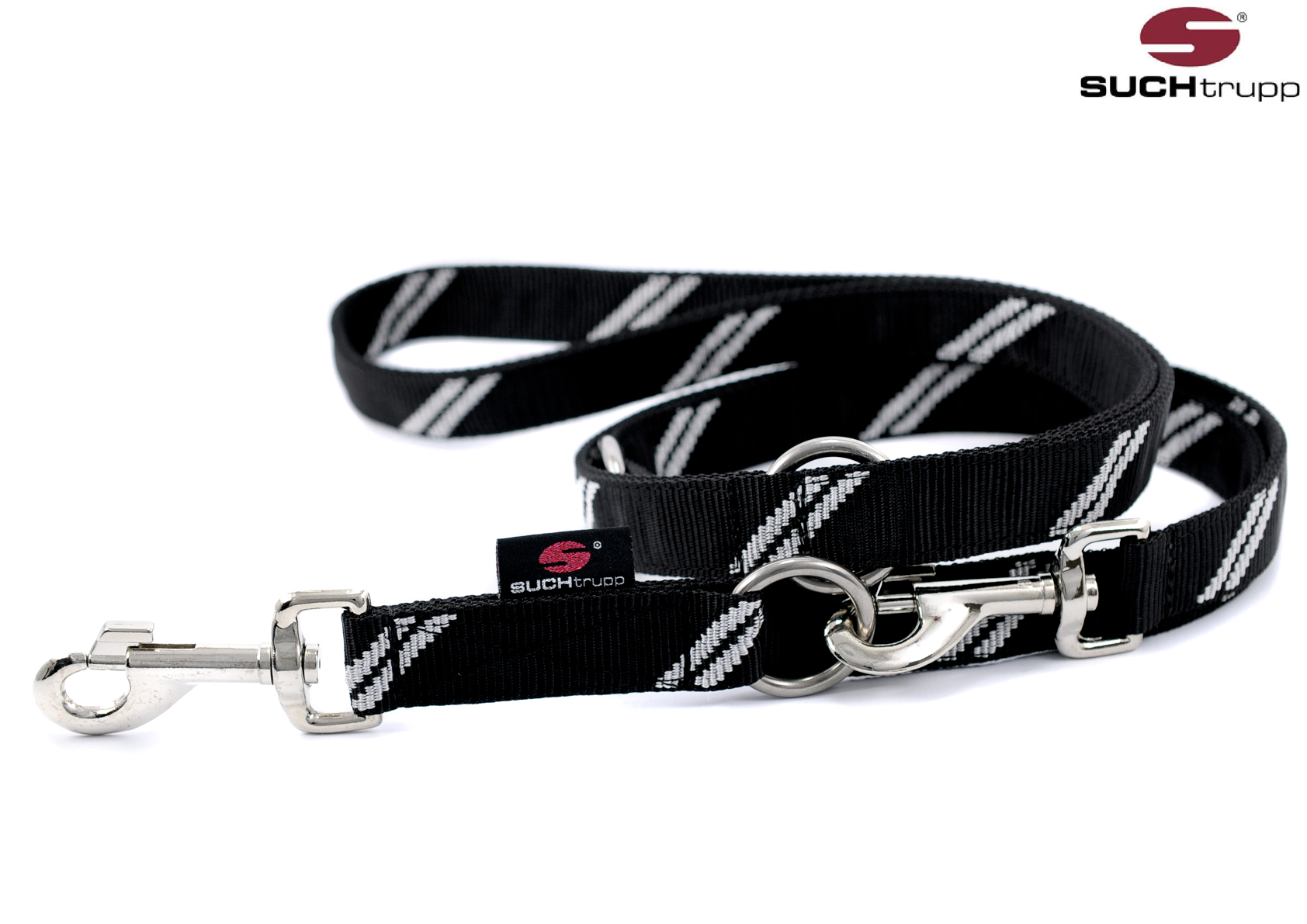 SUCHtrupp® Hundeleine DANDY 2,5 m verstellbar – black-white