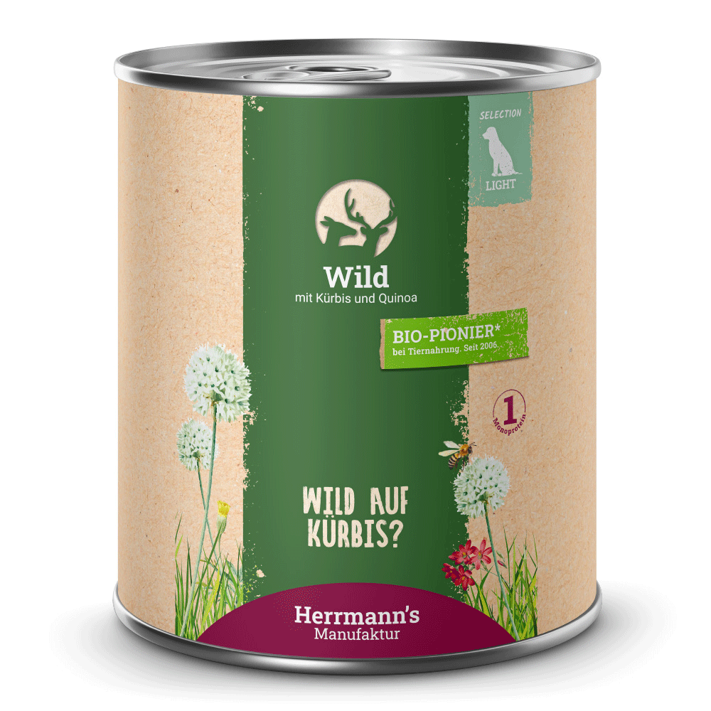 Herrmann's Manufaktur Selection Light, Hunde-Nassfutter Wild mit Kürbis und Quinoa