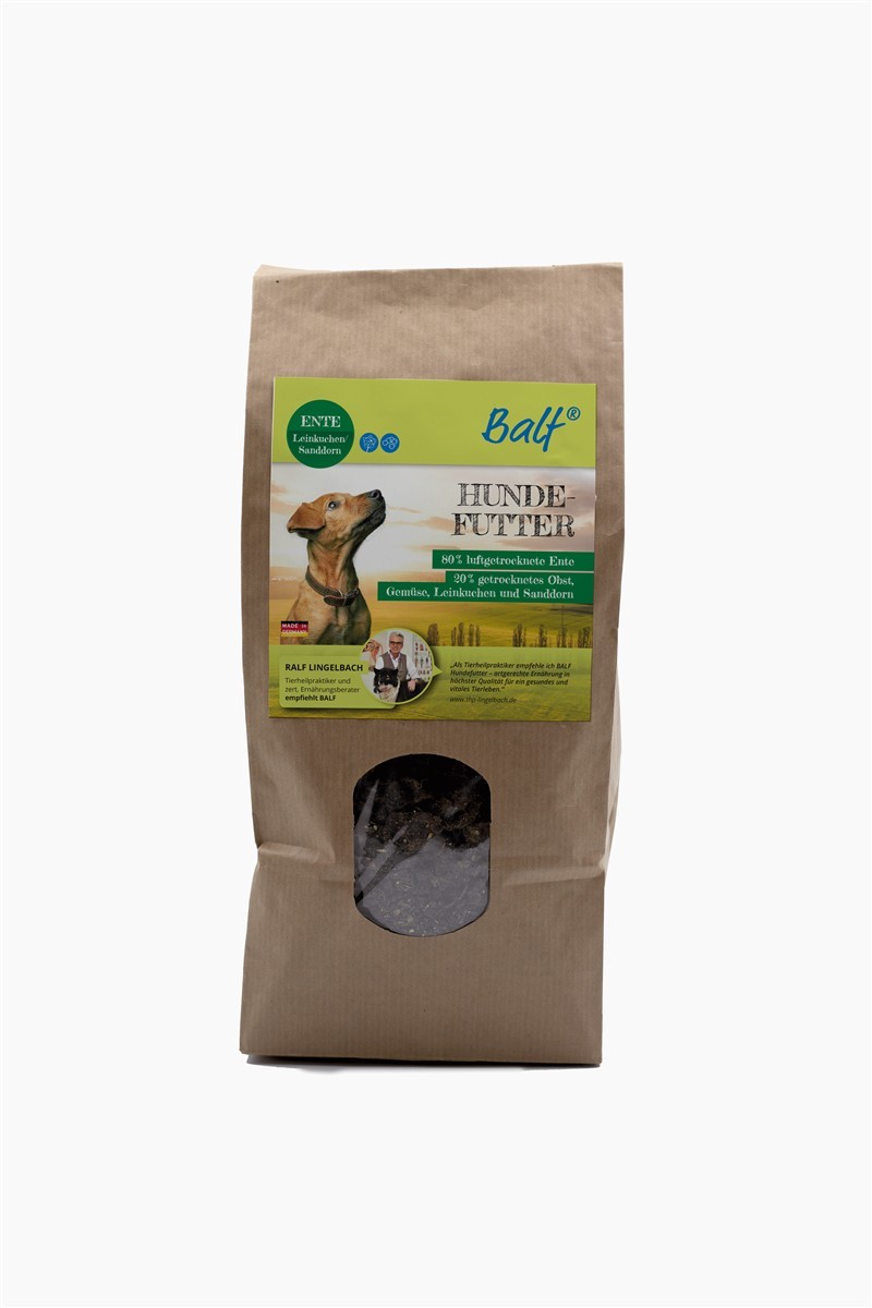 BALF® Trockenbarf Ente mit Leinkuchen & Sanddorn – Luftgetrocknetes Hundefutter