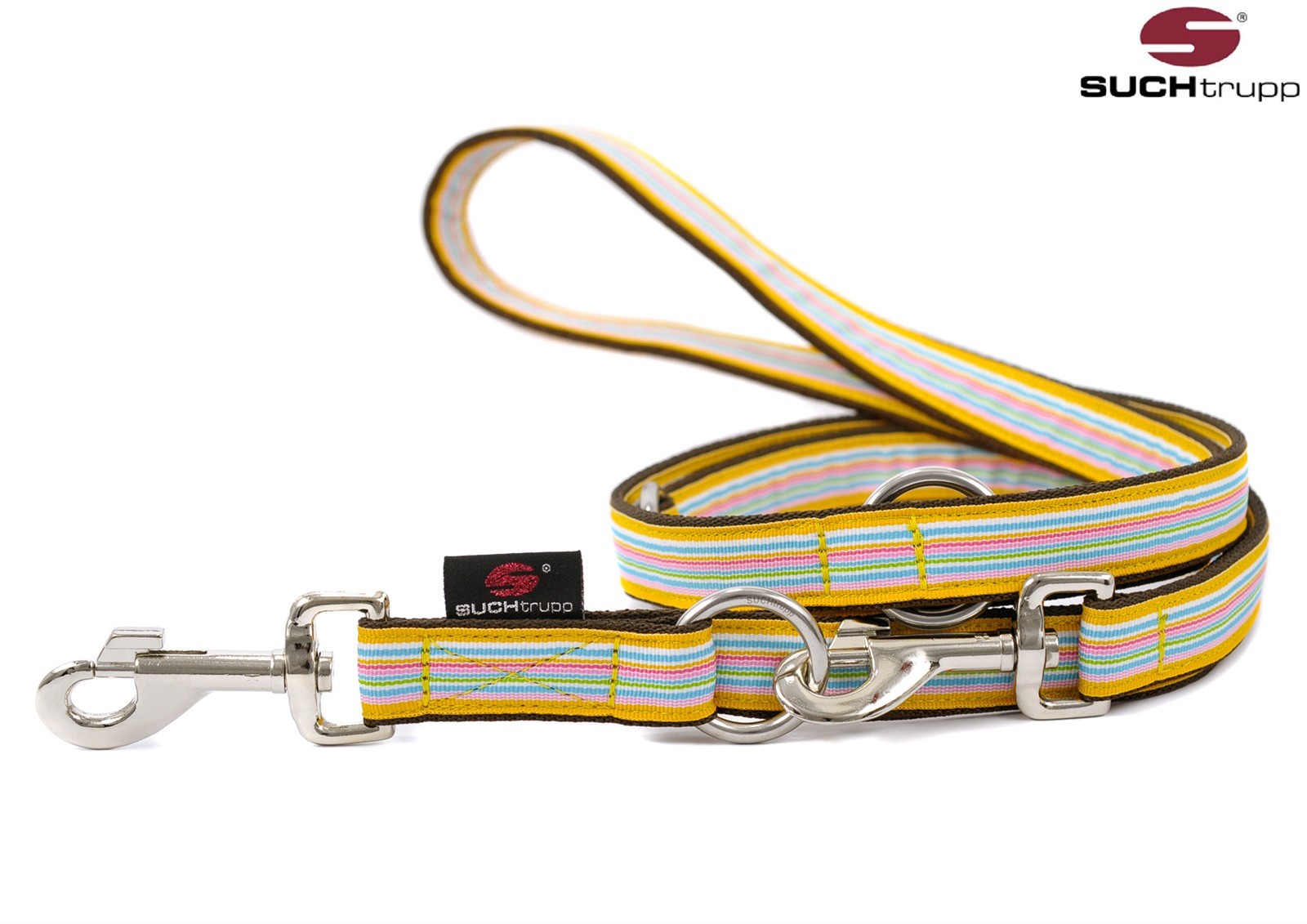 SUCHtrupp® Hundeleine SUNNY 2m verstellbar – yellow-mix