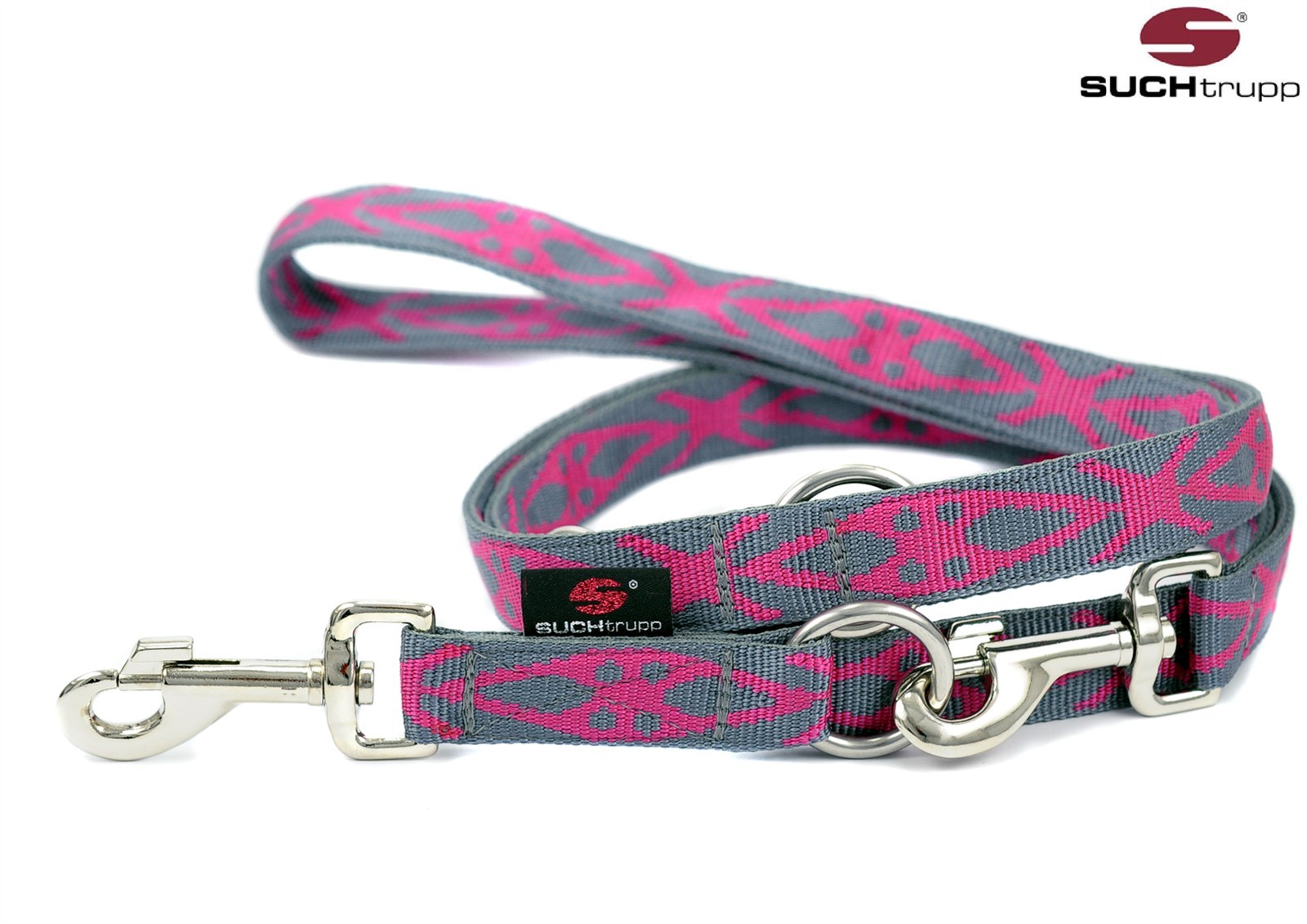 SUCHtrupp® Hundeleine LOCOpink 2m verstellbar – grey-pink