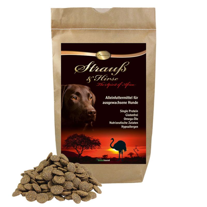 Greenhoud Trockenfutter Strauß & Hirse SINGLE PROTEIN 12kg