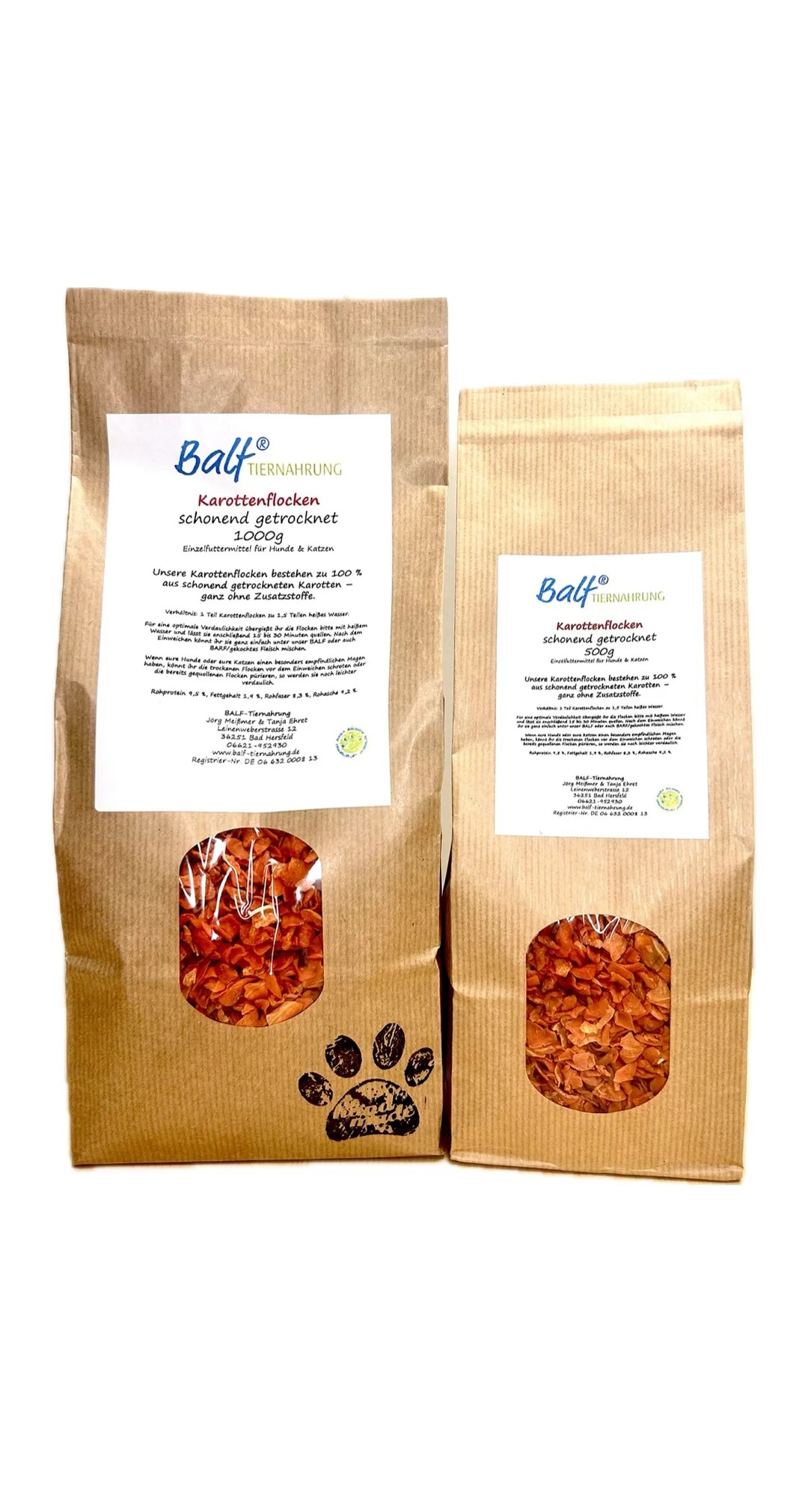 BALF® Karottenflocken getrocknet – Einzelfuttermittel für Hunde & Katzen