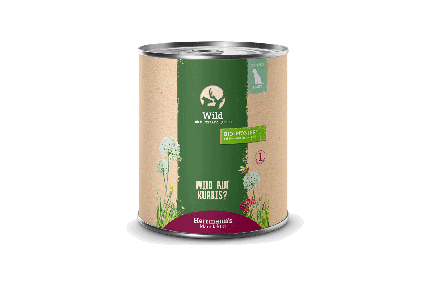 Herrmann's Manufaktur Selection Light, Hunde-Nassfutter Wild mit Kürbis und Quinoa