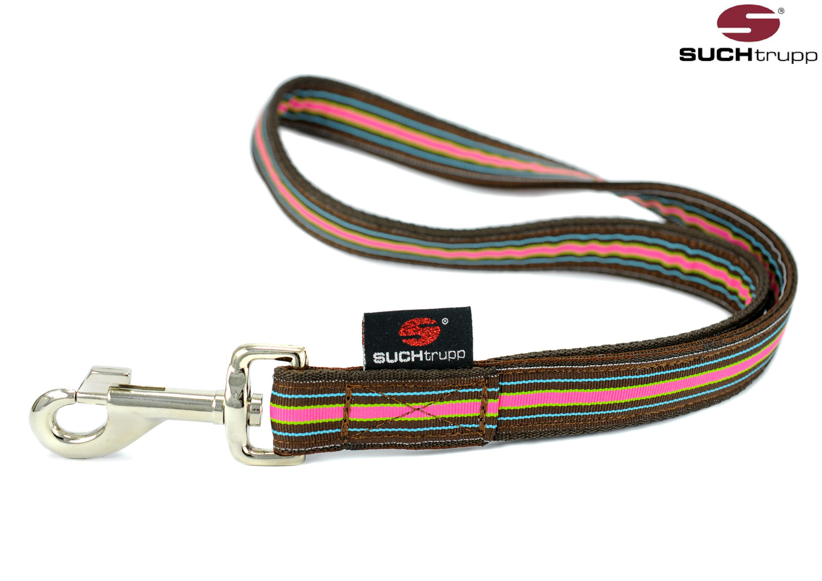 SUCHtrupp Kurzführer CHOCOLATE 44 cm – verschiedene Farben – chocolate-pink – 2,5 cm – SILVER