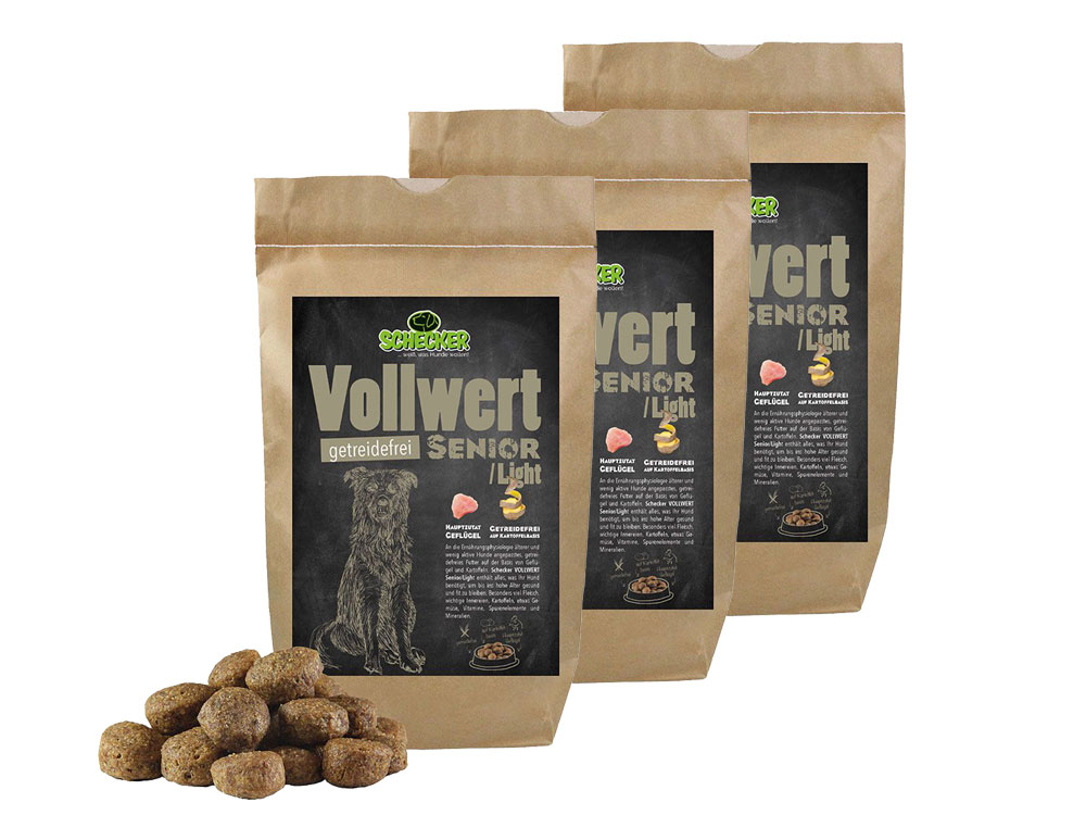 Greenhound VOLLWERT SENIOR/light – Getreidefreies Trockenfutter für ältere Hunde – 3x 1,5 kg