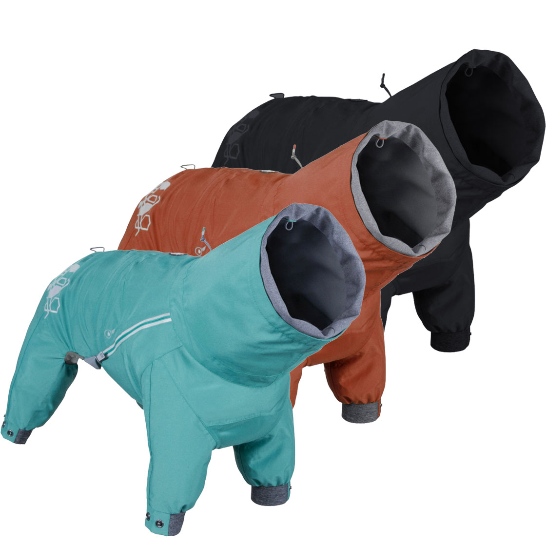 Hurrta® Hunde-Regen-Overall Mudventure ECO cinnamon | peacock | raven