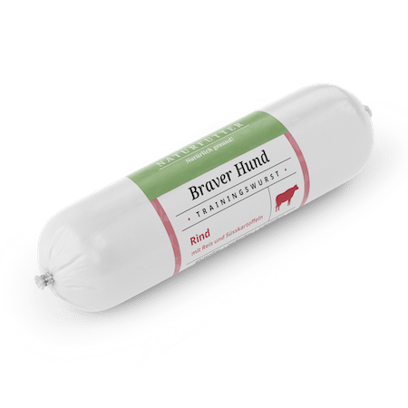 Naturfutter Braver Hund Rind Menü – Trainingswurst für Hunde, 200 g