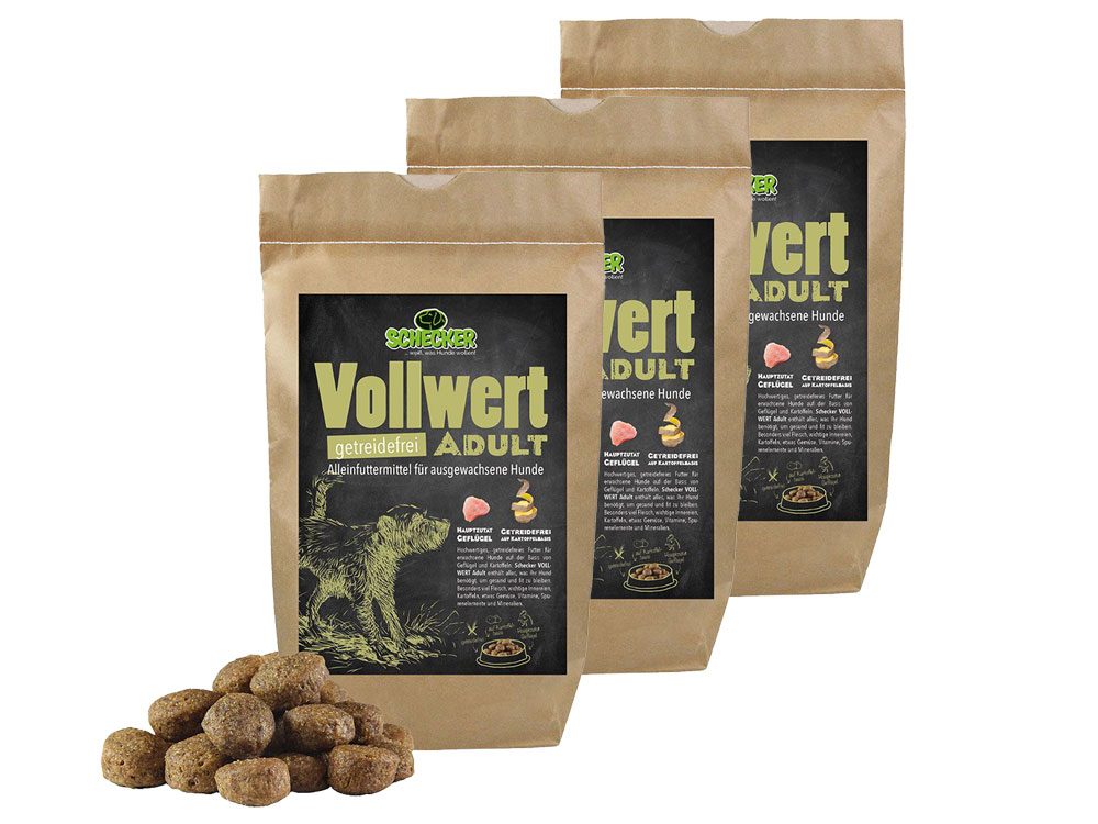 Greenhound VOLLWERT ADULT – Getreidefreies Trockenfutter für ausgewachsene Hunde – 3x 1,5 kg