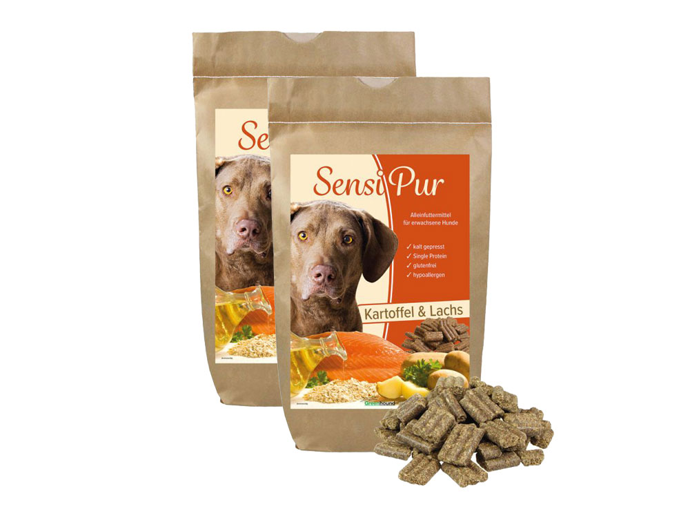 Greenhound SensiPur Kartoffel & Lachs – Kaltgepresstes Monoprotein Trockenfutter für Hunde – 2x 4 kg