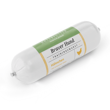 Naturfutter Braver Hund Hähnchen & Käse – Trainingswurst für Hunde, 120 g