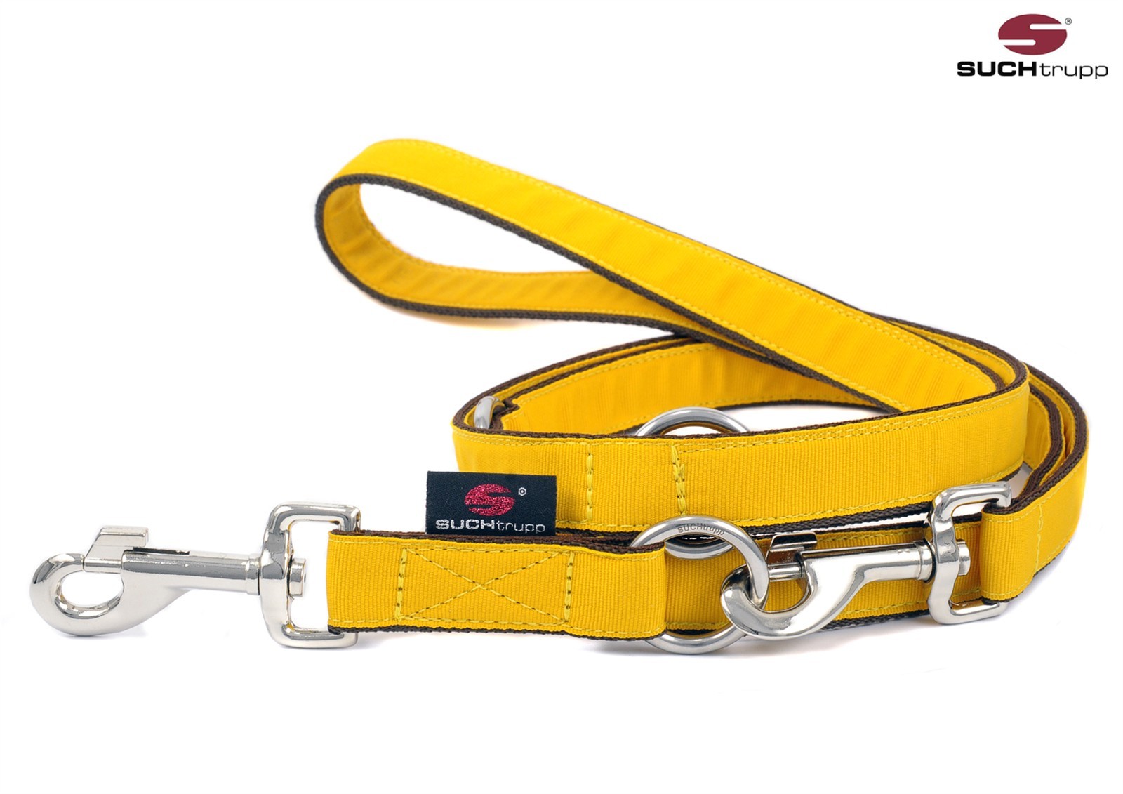 SUCHtrupp Hundeleine PURE 2 m verstellbar – 11 Farben, 2 Breiten – yellow – 2 cm – SILVER