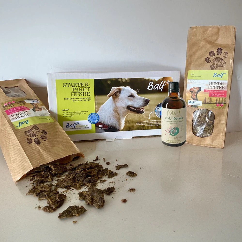 BALF® Starterbox für Hunde – Trockenbarf Rind mit Öl, 2 × 500g + 100ml