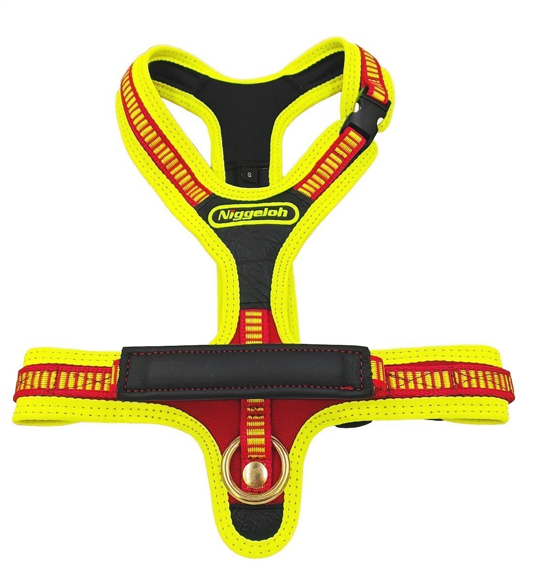 Niggeloh Follow Sport Plus – Premium-Hundegeschirr, gelb-rot, Handgriff & Halsöffnung