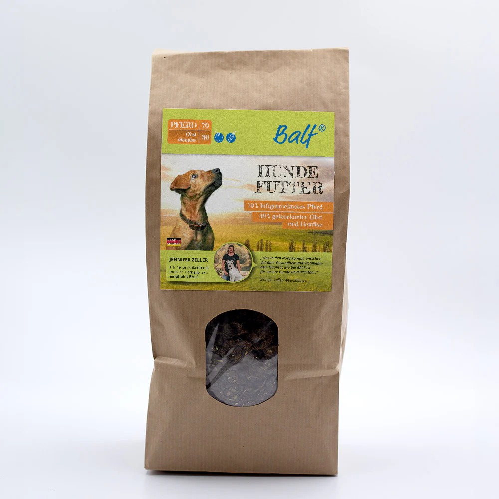 BALF Trockenbarf 70/30 Pferd mit Obst & Gemüse – Luftgetrocknetes Hundefutter