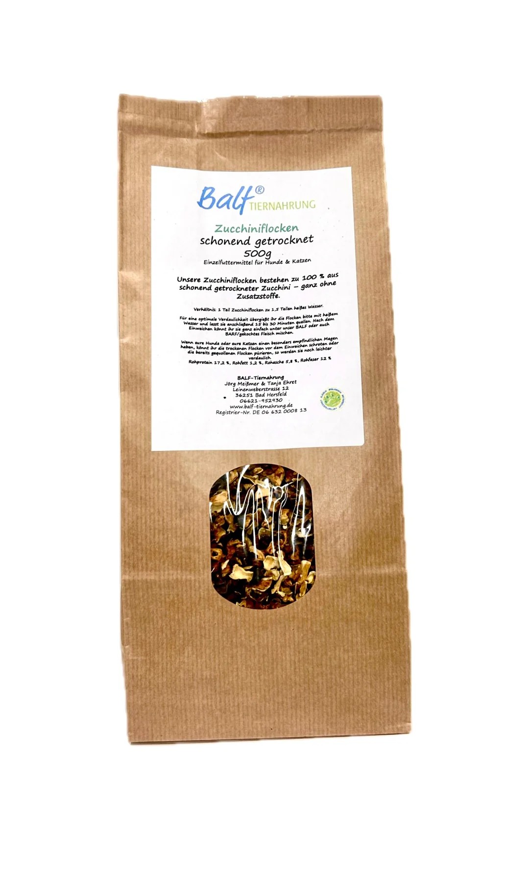 BALF® Zucchiniflocken getrocknet – Einzelfuttermittel für Hunde & Katzen