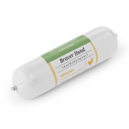 Naturfutter Braver Hund Hähnchen Menü – Trainingswurst für Hunde, 200 g