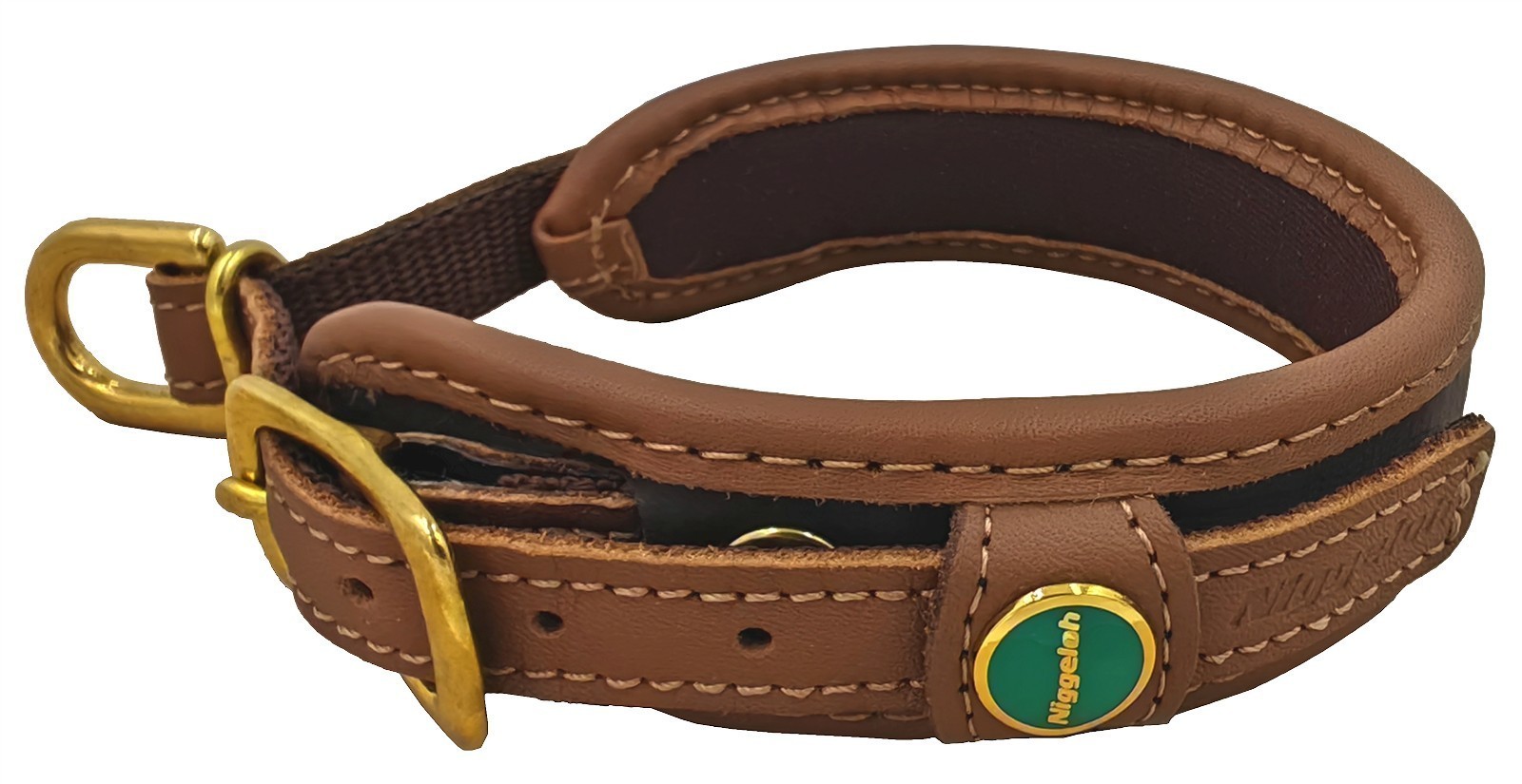 Niggeloh Lederhalsung Beauty – Edles Hundehalsband aus Büffelleder, neoprengepolstert