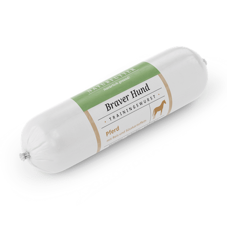 Naturfutter Braver Hund Pferd Menü – Trainingswurst für Hunde, 200 g