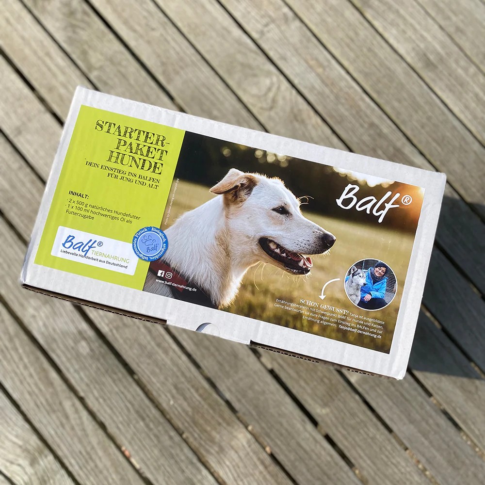 BALF® Starterbox für Hunde – Trockenbarf Rind mit Öl, 2 × 500g + 100ml