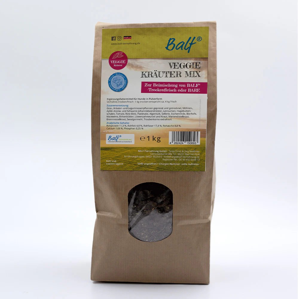BALF® Vegetarischer Mix Obst/Gemüse mit Kräutern – Pflanzliche BARF-Ergänzung für Hunde