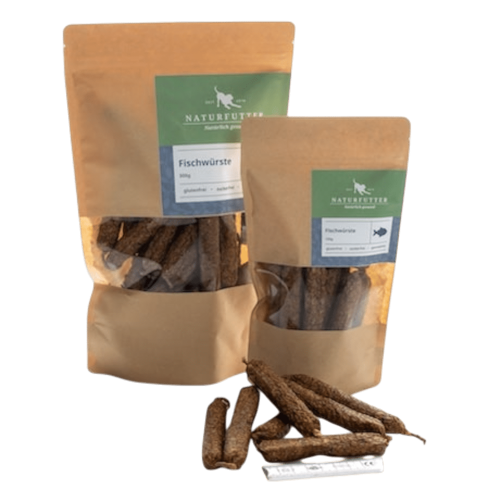 Naturfutter Fischwürste mit Forelle – luftgetrockneter Hundesnack