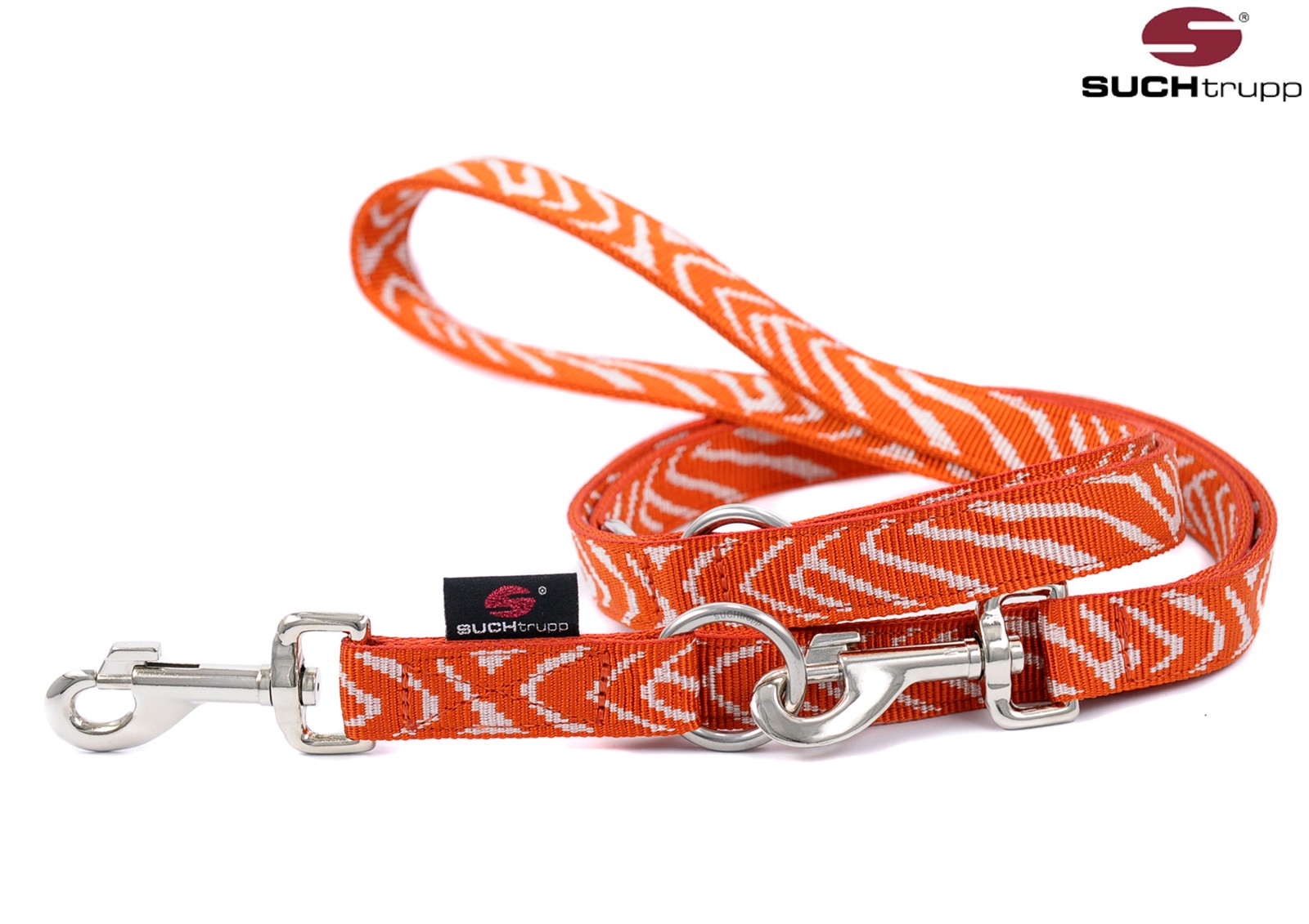 SUCHtrupp® Hundeleine HOT ZEBRA 2,5 m verstellbar – orange-white